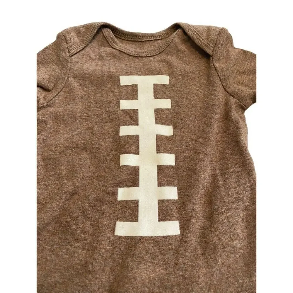 3M Carter's Brown Football One Piece Long Sleeve Top NEW